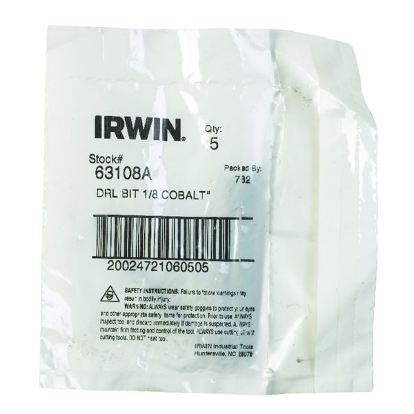 Irwin 1/8 in. X 2-3/4 in. L Cobalt Steel Drill Bit 1 pc 63108